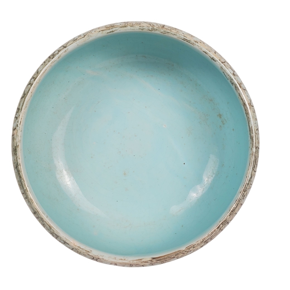 Vintage Mid-Century Modern Delft Holland Pedestal Bowl - Hand-Painted Turquoise - Picture 4 of 9